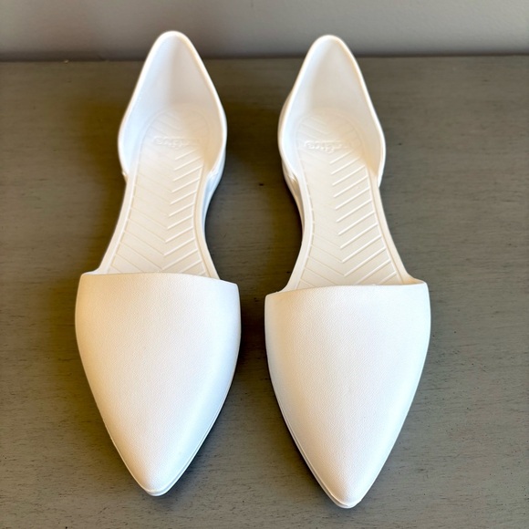 Native Audrey Shell White D-Orsays Women 9 Pointed Toe Flats Shoes Business - Picture 4 of 14